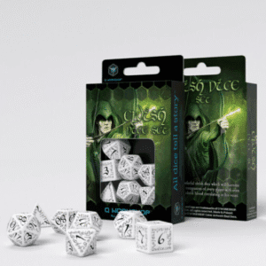 Kit de Dados: Elvish - White & Black - Brechó Lúdico